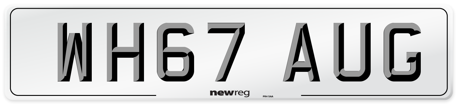 WH67 AUG Number Plate from New Reg